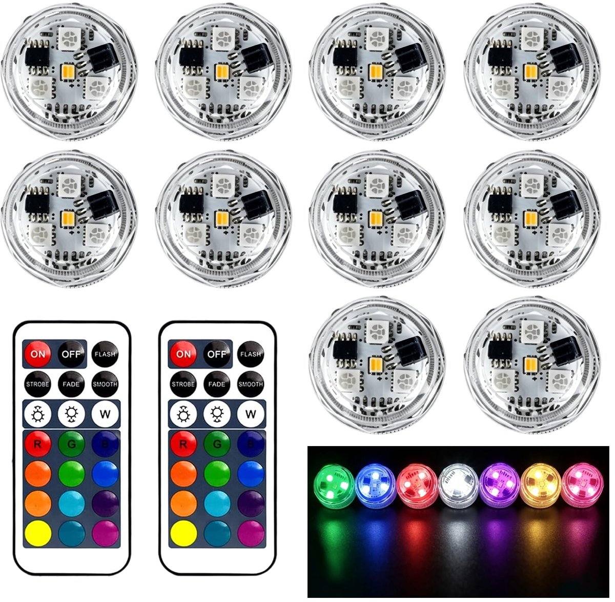 Dompelbare ledlampen 10 stuks - mini-onderwaterverlichting - RGB kleurrijke lampen - ShopVlot