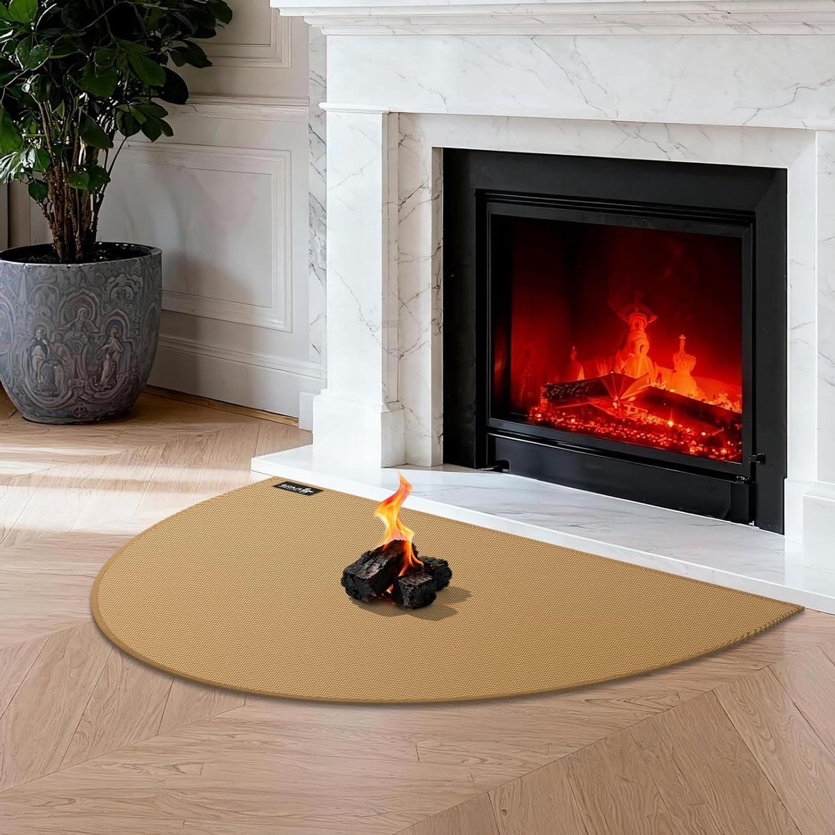 Brandwerende Mat - Haardtapijt Vloerbescherming - Haard Veiligheid - Hittebestendig Glasvezel - 71 x 122 cm - Bruin