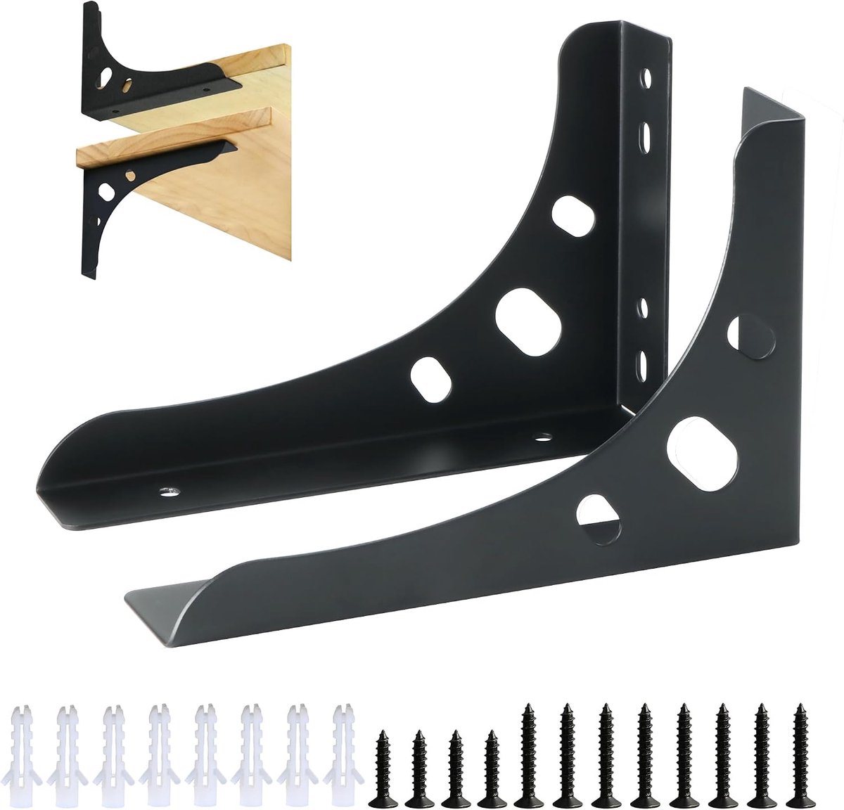 Mooche 2 Pcs Stainless Steel L Shelf Holders, 15 cm, Wall Mounted, Metal Corner, 304 Stainless Steel, Wall Mount - ShopVlot