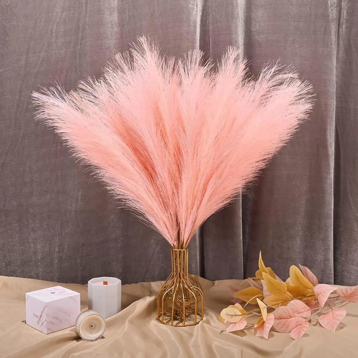 30 Stuks Pampasgras Roze Groot en Klein - Kunstmatige Decoratie Boho voor Bruiloft - Woonkamer en Droogbloemen