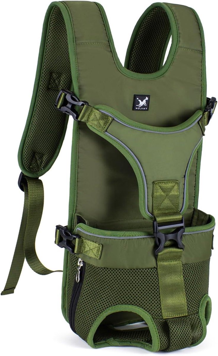 Huisdier Rugzak - Hondendrager - Veilig Reizen - Waterdicht Ademend - 36 x 26 x 5 cm - Legergroen