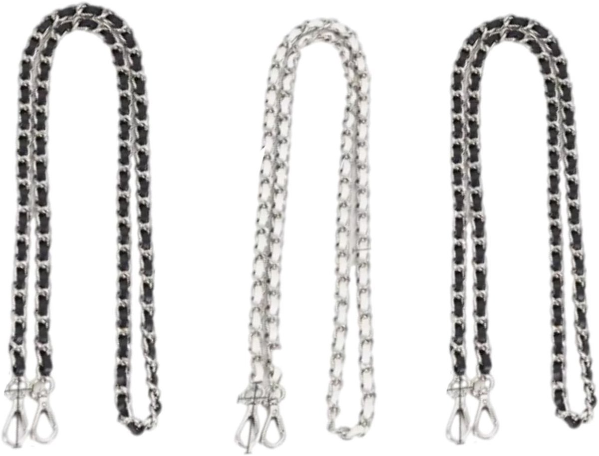 Set van 3 Schouderbanden voor Handtassen - Metalen Ketting, DIY Accessoires voor Handtassen, Crossbody en Schoudertassen (Zwart, Gunmetal, Zilver)