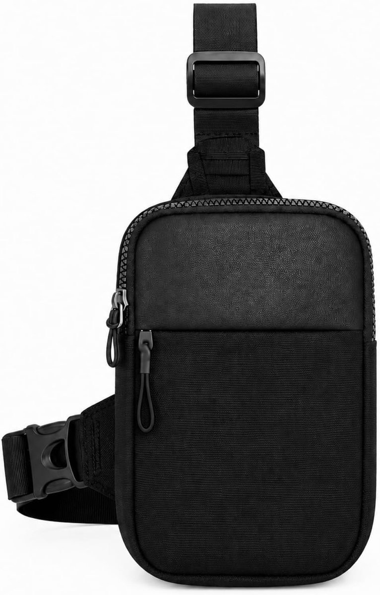 Kleine waterdichte schoudertas voor mannen, lichtgewicht crossbody tas met verstelbare schouderband, 2 ritscompartimenten voor mobiel, portemonnee en sleutels, ideaal voor dagelijks gebruik