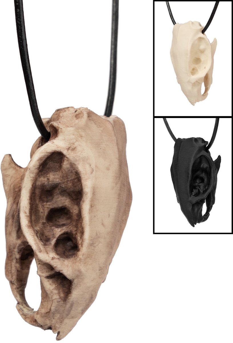3D Geprinte Rattenschedel Hanger Met Leren Band (7cm)