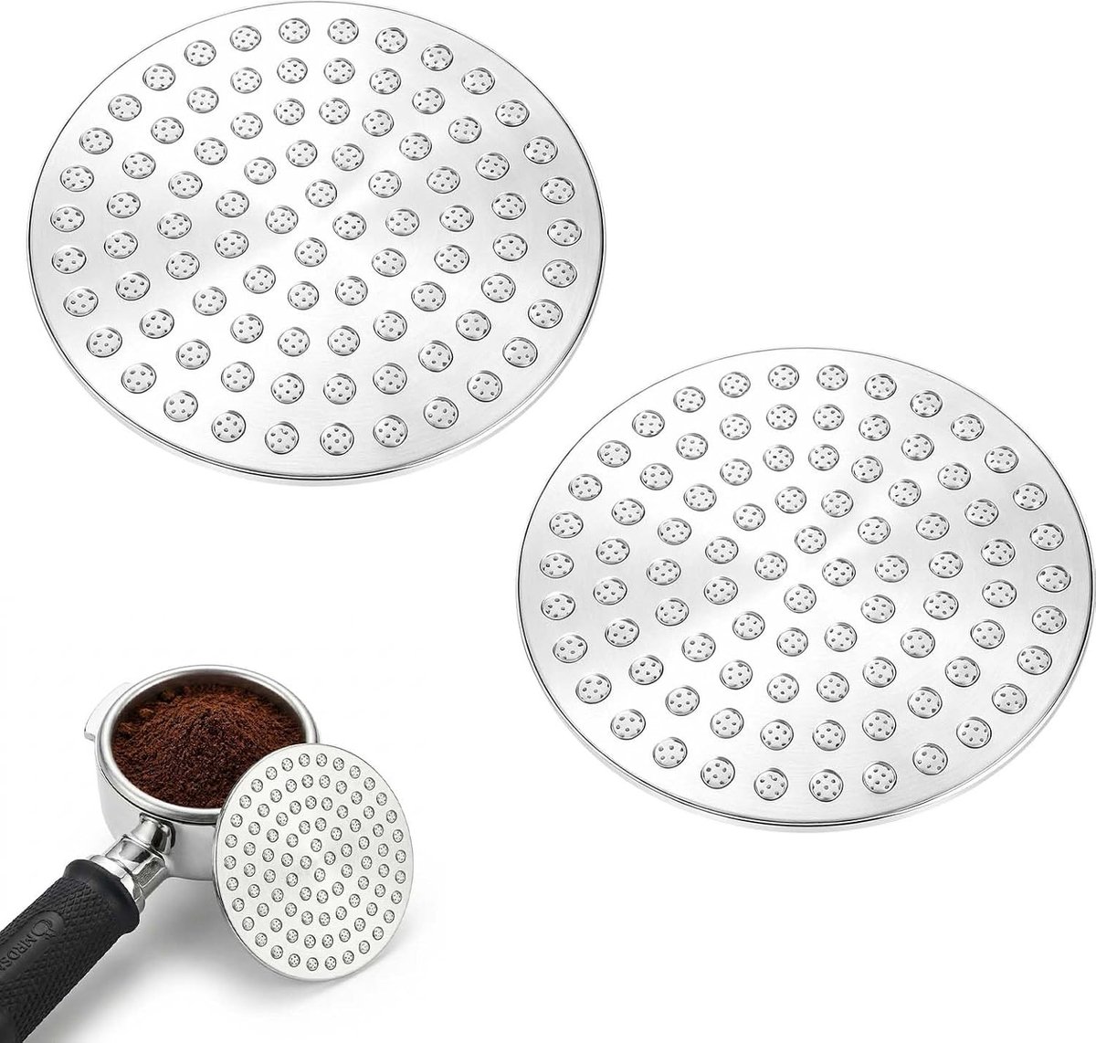Puck Screen 53 mm van 304 roestvrij staal - Perfect voor espresso, zeefhouders en koffiezetaccessoires, 2 stuks