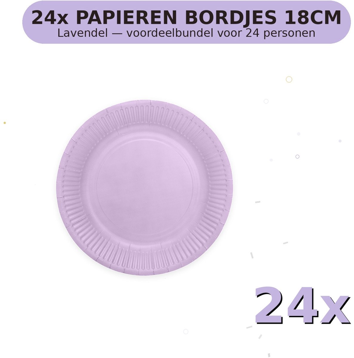 Bordjes 18cm FSC Lavendel - Voordeelverpakking 24 Stuks voor tot 24 Personen - Feestartikelen