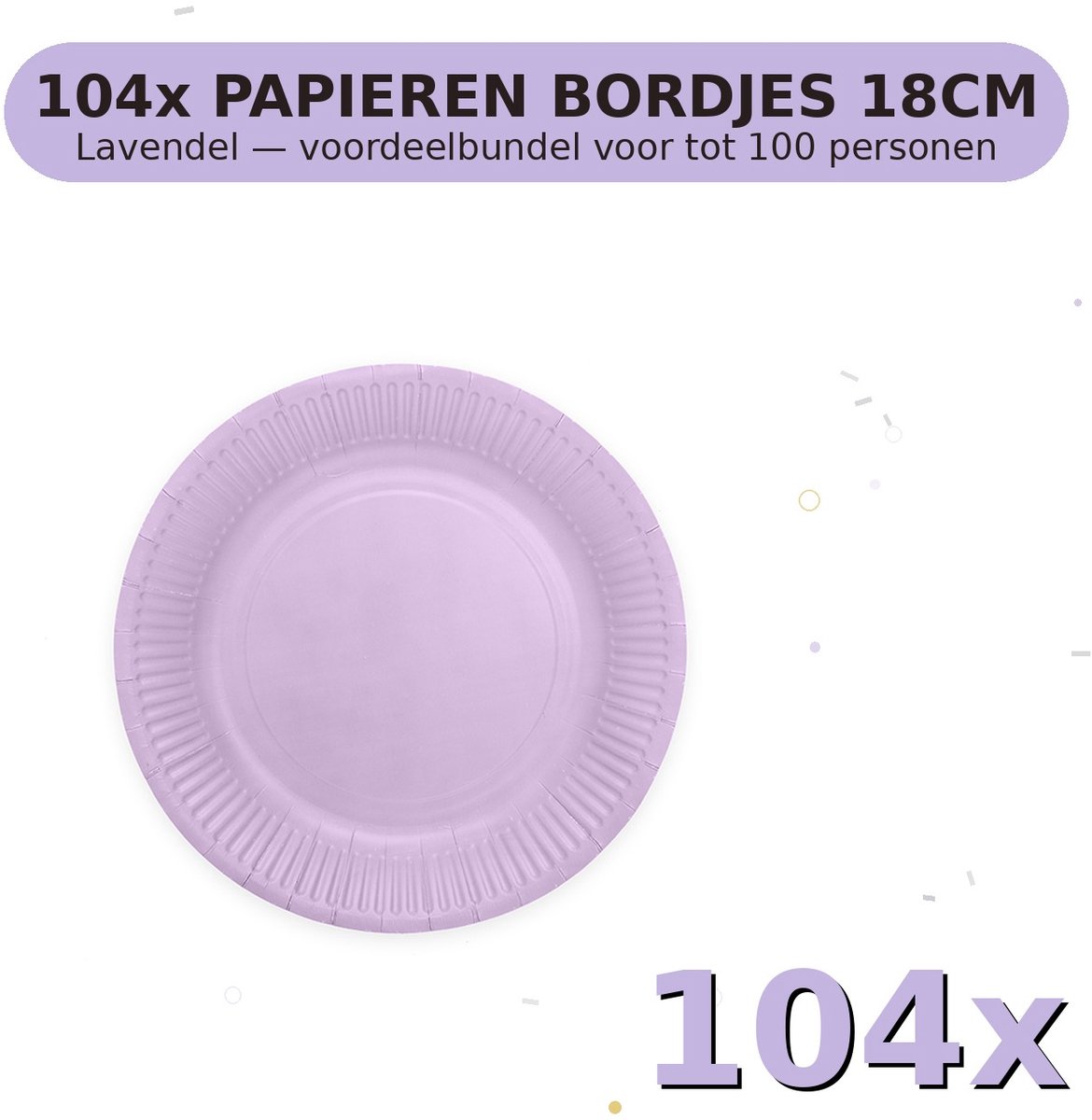 Bordjes 18cm FSC Lavendel - Voordeelverpakking 104 Stuks voor tot 100 Personen - Feestartikelen