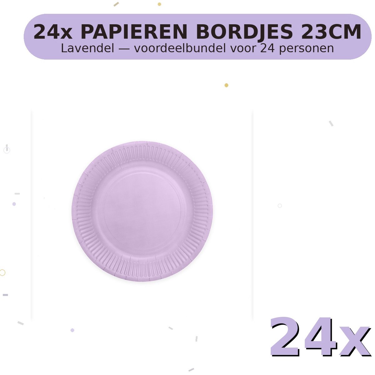 Bordjes 23cm FSC Lavendel - Voordeelverpakking 24 Stuks voor tot 24 Personen - Feestartikelen