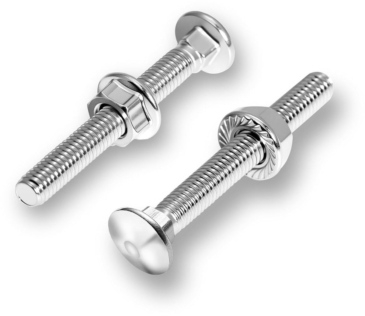 Lockschroeven M6 x 30mm - DIN 603 met hexagonale flensmoer - voor mechanische verbindingen - ideaal voor constructie - ShopVlot
