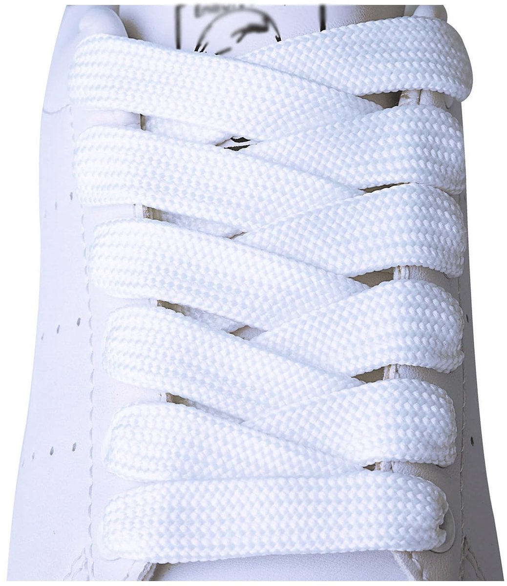 2 paar platte veters 15mm, dikke schoenveters voor sneakers, wit, 160cm - ShopVlot