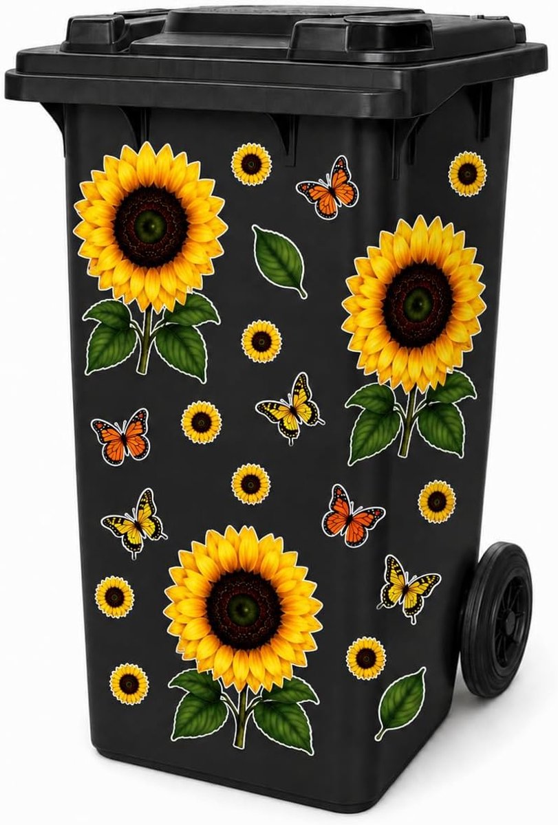 Vuilnisbak Stickers Zeepbloemen Vlinder - 33 Stuks Waterdicht Dekkend Zelfklevend Decoratie voor Vuilnisbak Koelkast - ShopVlot