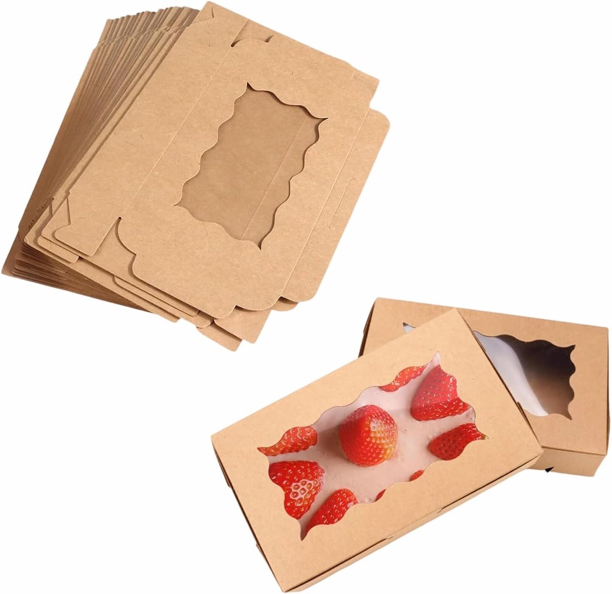 20 stuks 18 x 11 x 4 cm kraftpapier gebakdoos taartdoos - ShopVlot