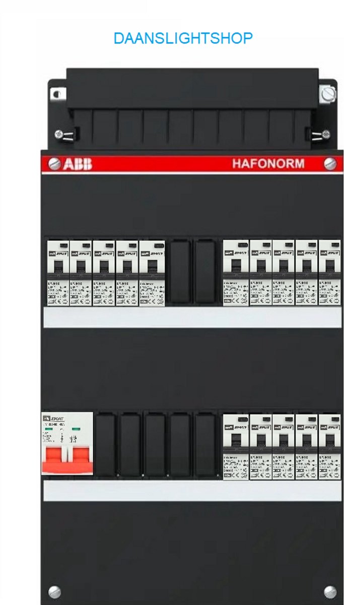 ABB 1 fase groepenkast – 15 groepen – EMAT aardlekautomaten 30mA – Emat hoofdschakelaar - Lichtgroepenkast 15 groepen.