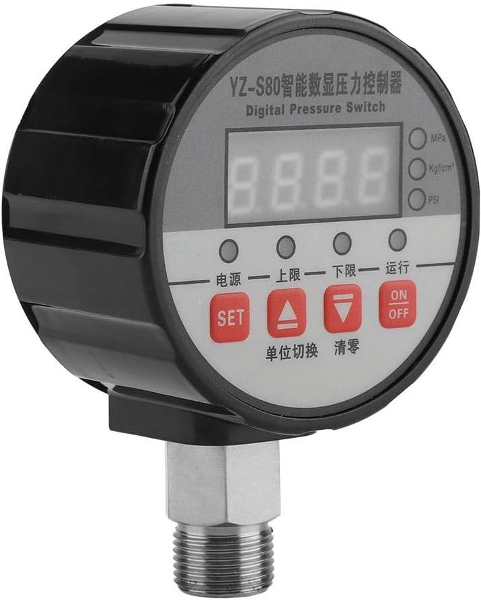 Digital Pressure Regulator, G1/4 0-20Mpa 0.5% FS Accuracy Digital Pressure Switch for Water Pump Air Compressor, 220V - ShopVlot