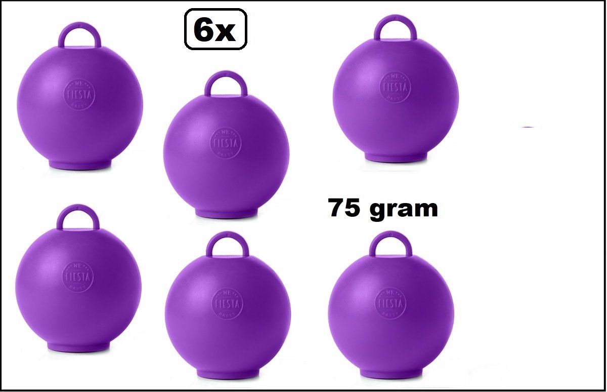 6 stuks Ballon gewicht Kettlebell paars - 75 gram - Tafeldecoratie thema feest ballon party festival