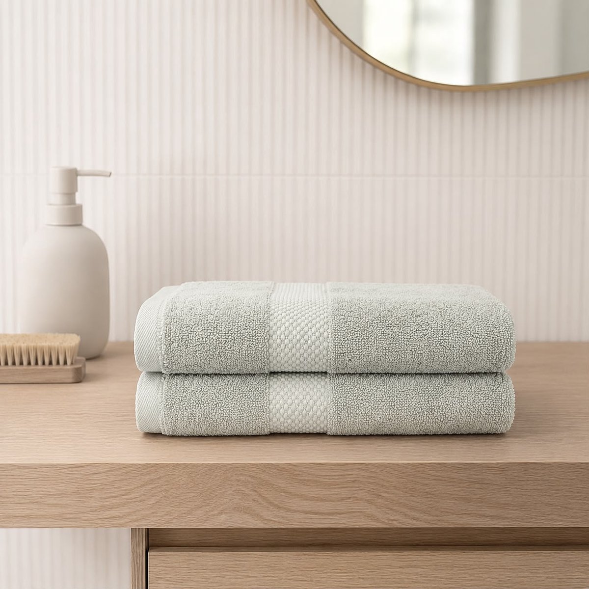 The Linen Room Handdoeken – 50 x 100 cm – Set van 2 – 100% Katoen – 650 GSM Dubbelgetwijnd 20/2 Garen – OEKO-TEX® – Extra Zacht & Hoog Absorberend – Saliegroen