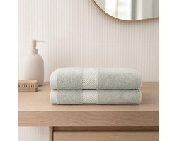 The Linen Room Handdoeken – 50 x 100 cm – Set van 2 – 100% Katoen – 650 GSM Dubbelgetwijnd 20/2 Garen – OEKO-TEX® – Extra Zacht & Hoog Absorberend – Saliegroen