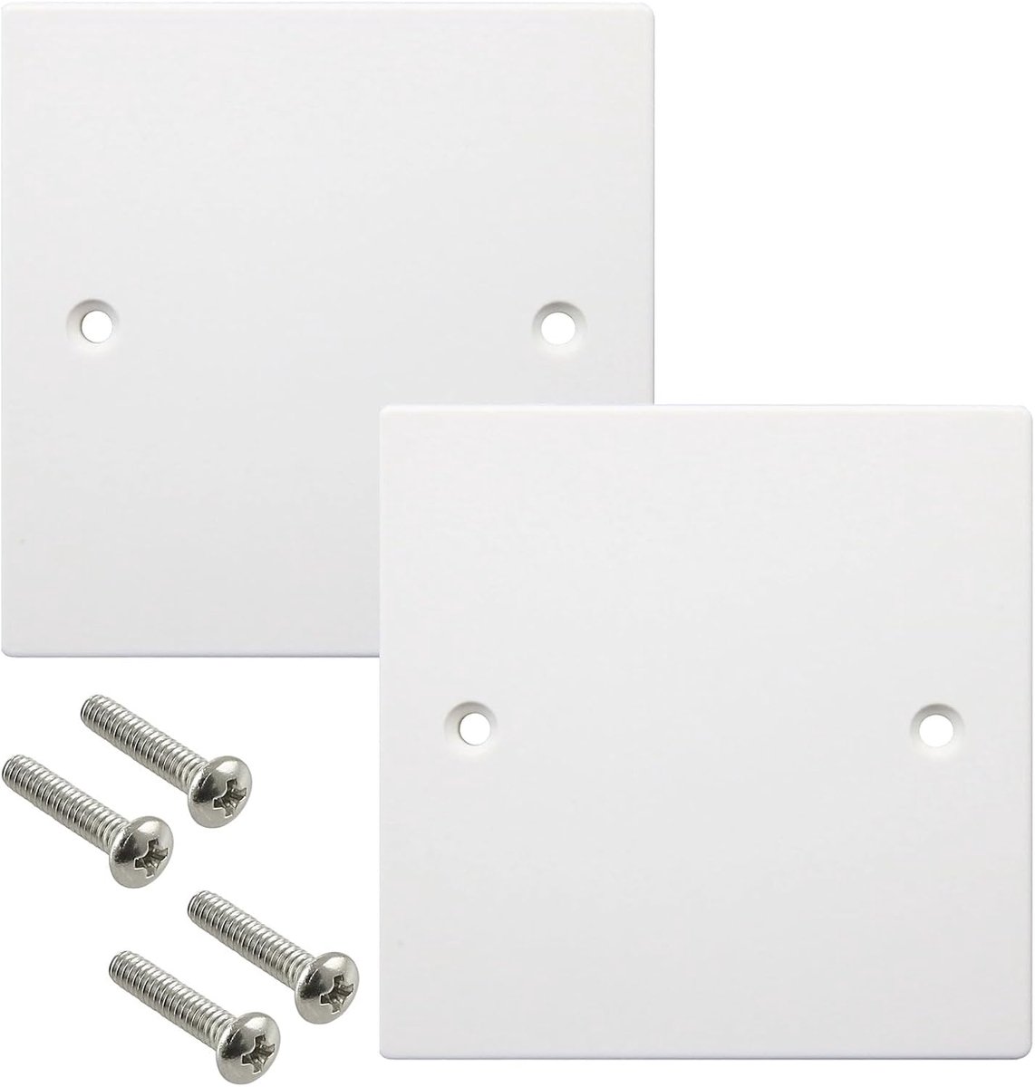2pcs Single Blind Plate Cover for Electrical Sockets, Standard White Cover Plate, with Screws (86mm x 86mm) - ShopVlot
