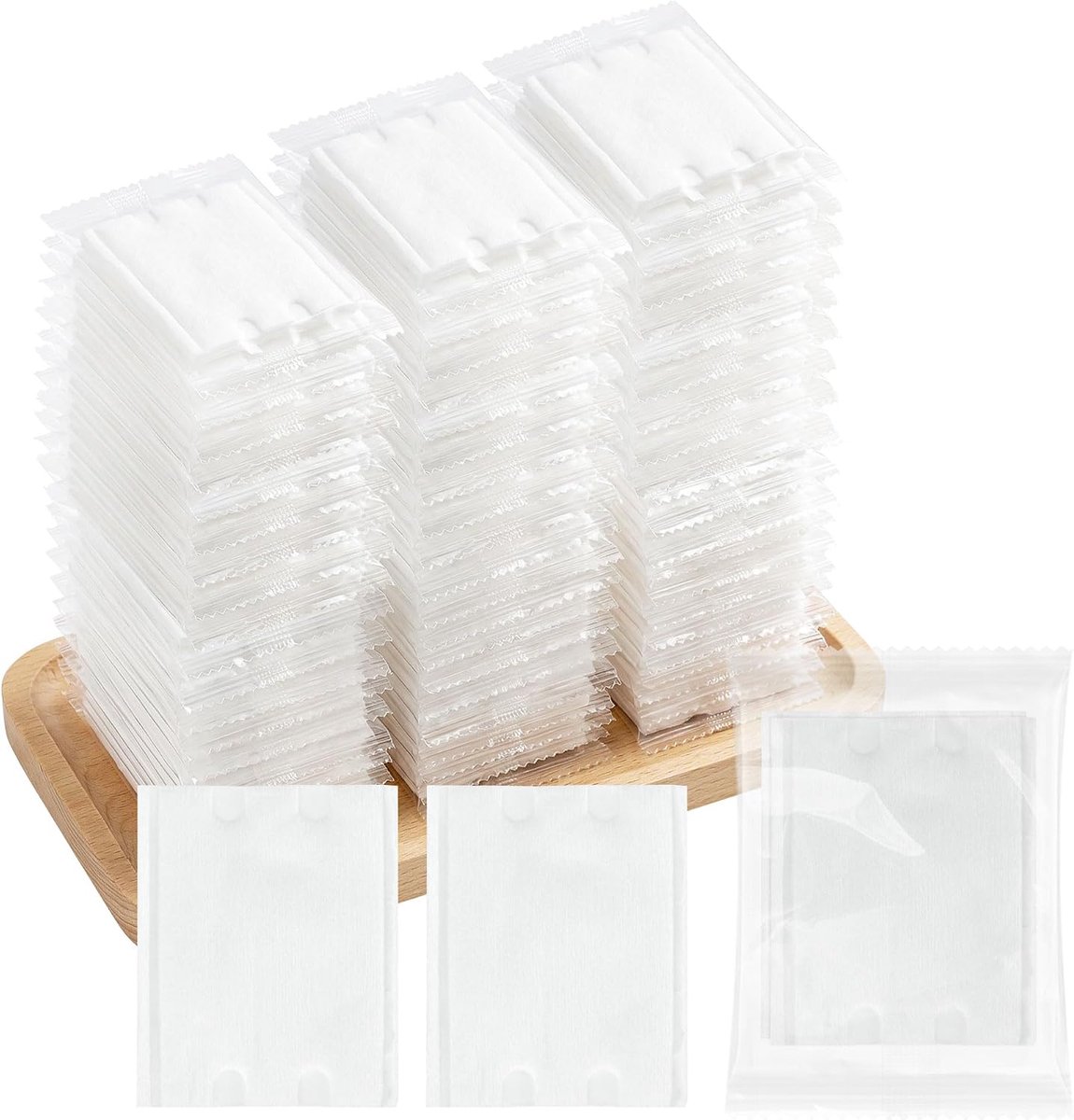 Katoenen pads, bulk, vierkant, individueel verpakte katoenen pads, gemakkelijk te dragen, geschikt voor reizen - ShopVlot
