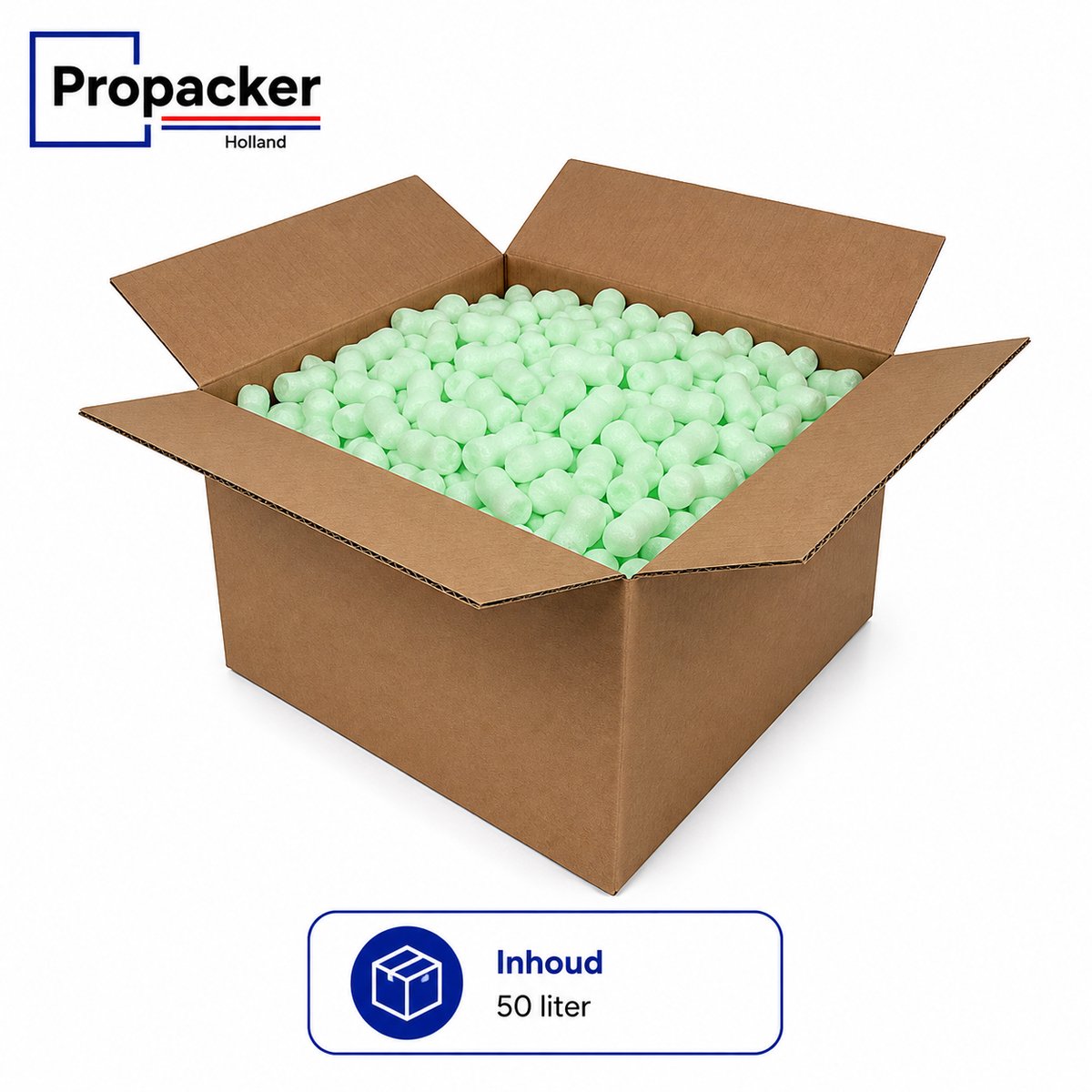 Opvulchips 50 liter – Lichtgroen – Beschermend opvulmateriaal - Propacker