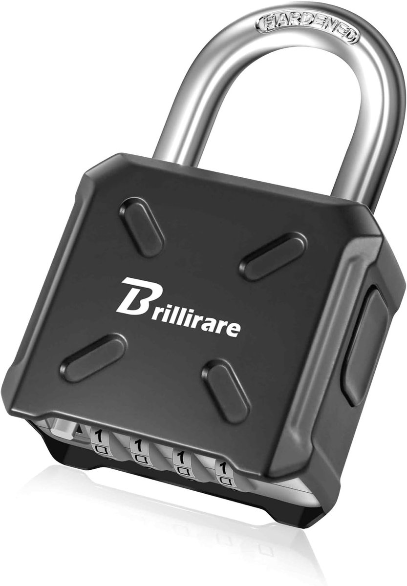 Heavy Duty Combination Lock, 4 Digit Padlock Metal Outdoor, Weatherproof Alloy Locks One-Touch Unlock, High Security - ShopVlot