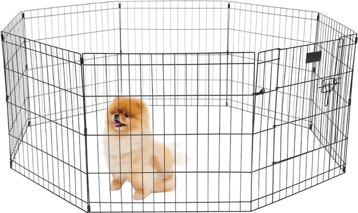 Allvia® Kattenren - Kattenren Buiten - Hondenren - met Deur - Vouwbaar - Zwart - 60cm x 480cm x 60cm