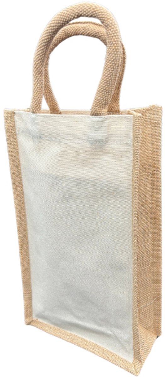 Tas voor 2 flessen wijn zonder opdruk - Wijntas voor 2 flessen - Wijntas - Cadeautas - Flessen cadeau tas - Set van 2 tasjes - XLX®