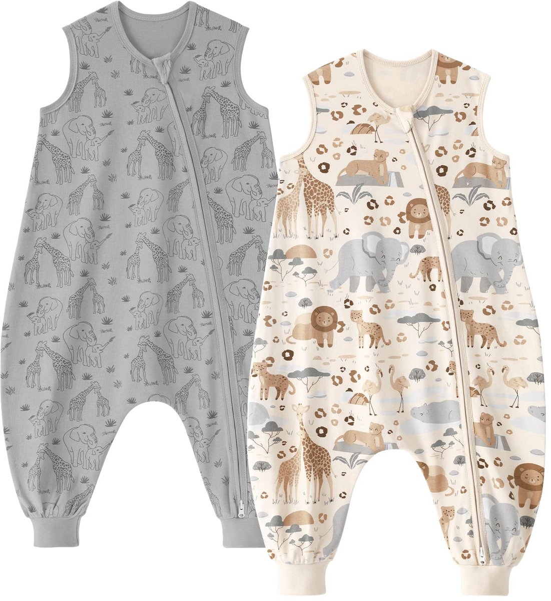 Babyslaapzak 90 cm - 0,5 TOG - beige/grijs met olifanten - houdt je baby warm - ShopVlot
