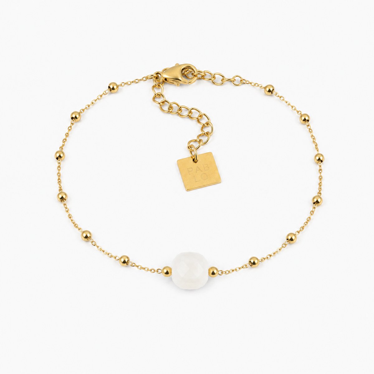 ZAG Bijoux Pablo Armband – Wit/Goudkleurig – Natuursteen – 15 + 3 cm – SBS15220-01WHT