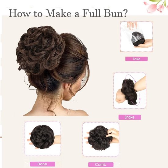 Kruidenelastiek voor een Rommelige Bun - Synthetisch Haarstuk voor Vrouwen en Meisjes in Lichtbruin en Lichtgoud Blond - Perfect voor Dagelijks Gebruik en Feestjes — afbeelding 2