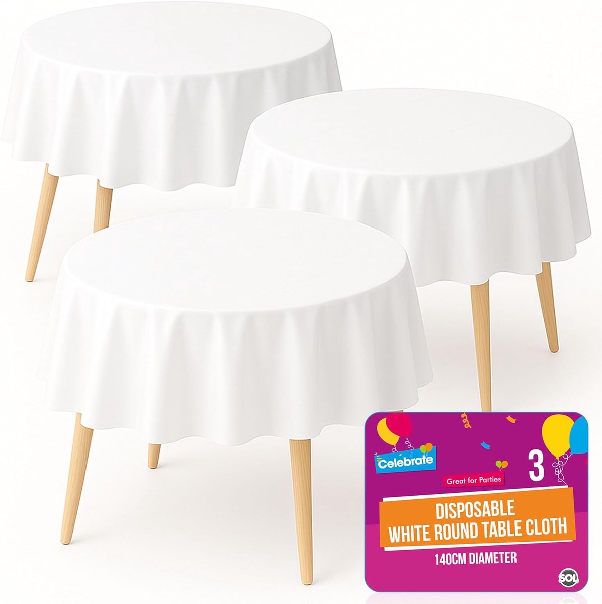 tafelskleed wegwerp 140 cm - witte ronde plastic feesthoes - duurzame morsbescherming - ideaal voor bruiloften - ShopVlot