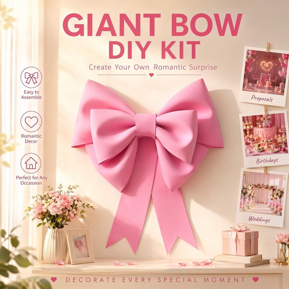 Decoratieve strikken 30 cm - Roze - Grote kerststrikken - Perfect voor feestelijke decoratie - ShopVlot