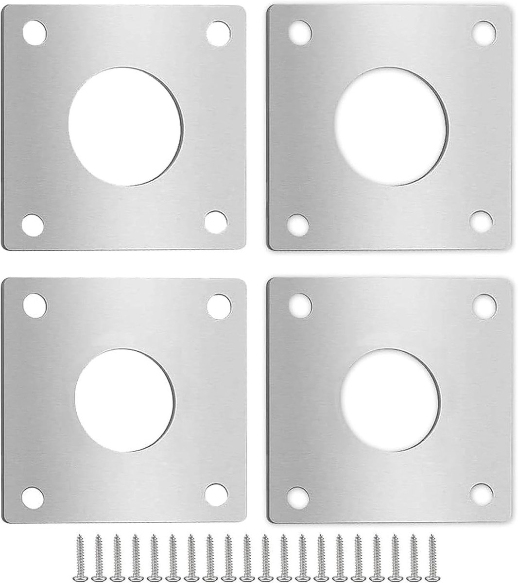 Set van 4 Beschermplaten voor Nestkasten, Vogelhuisjes, Roestvrijstalen Accessoires met 16 Schroeven, 32 mm en 28 mm