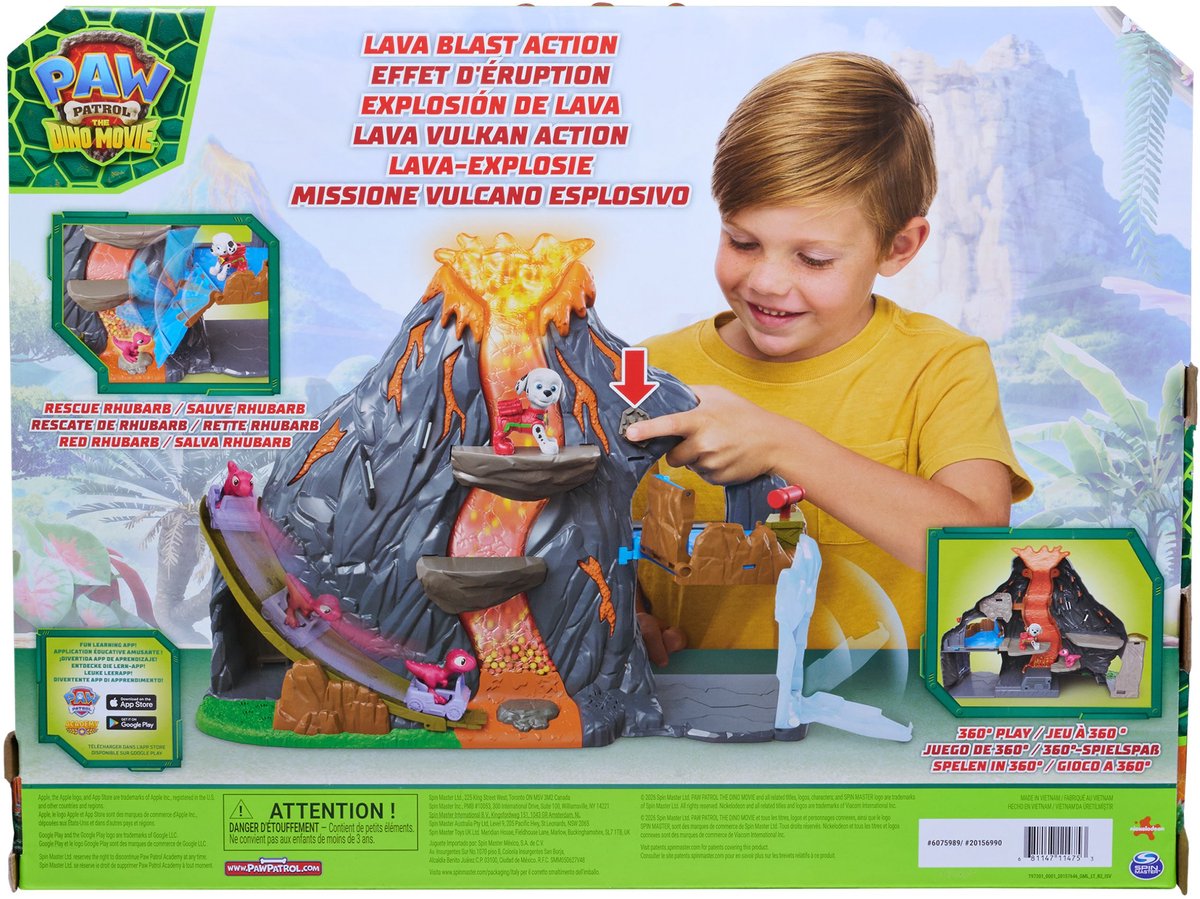PAW Patrol - De Dino Film Vulkaan Speelset - met licht en geluid Marshall- en Rhubarb-actiefiguren — cadeau in Spellen & Speelgoed - foto 6