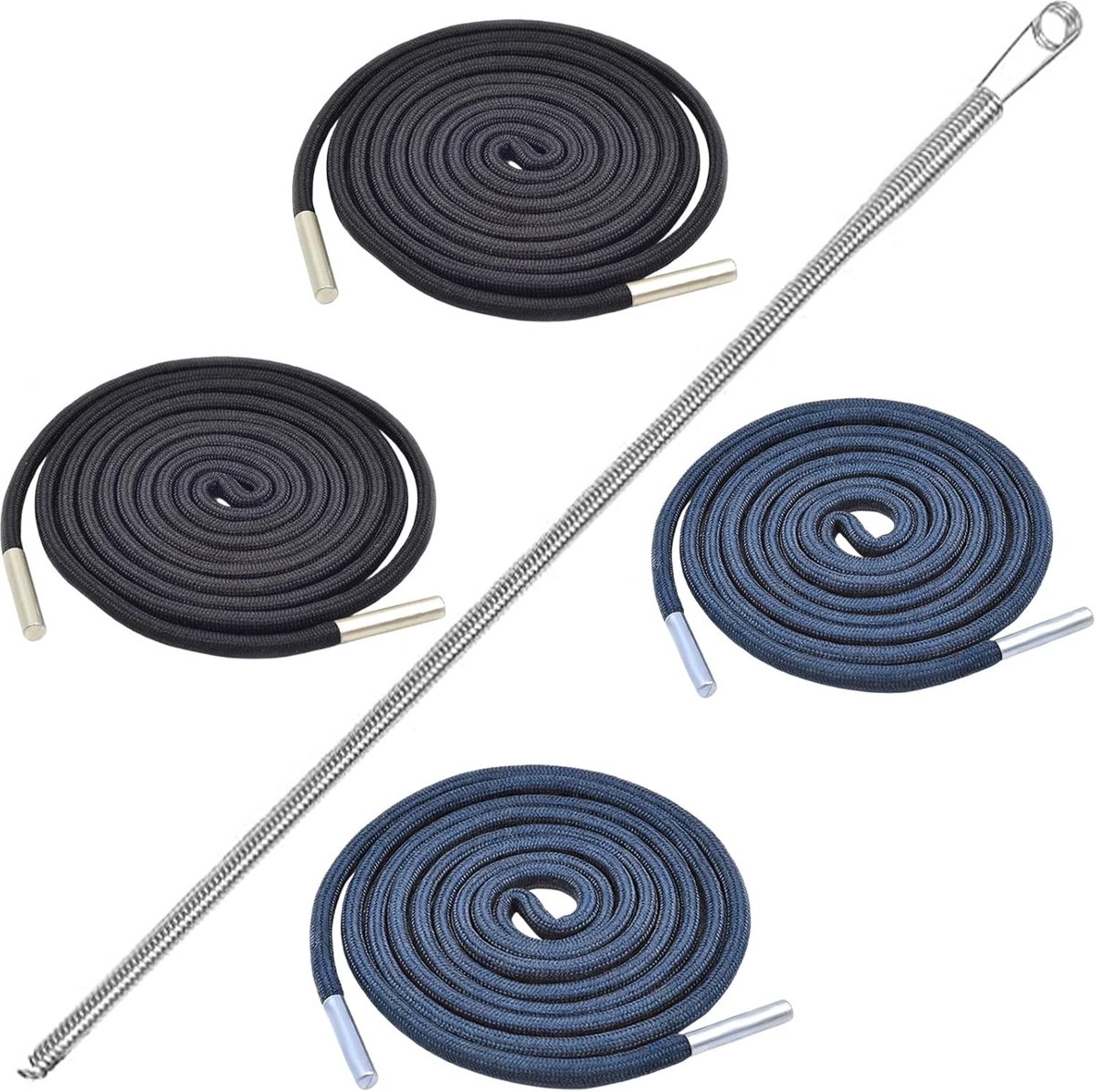 Set van 4 Vervangingskoorden van 140 cm voor Hoodies, Sweaters, Hoeden en Broeken met Veer Threaver (Zwart)
