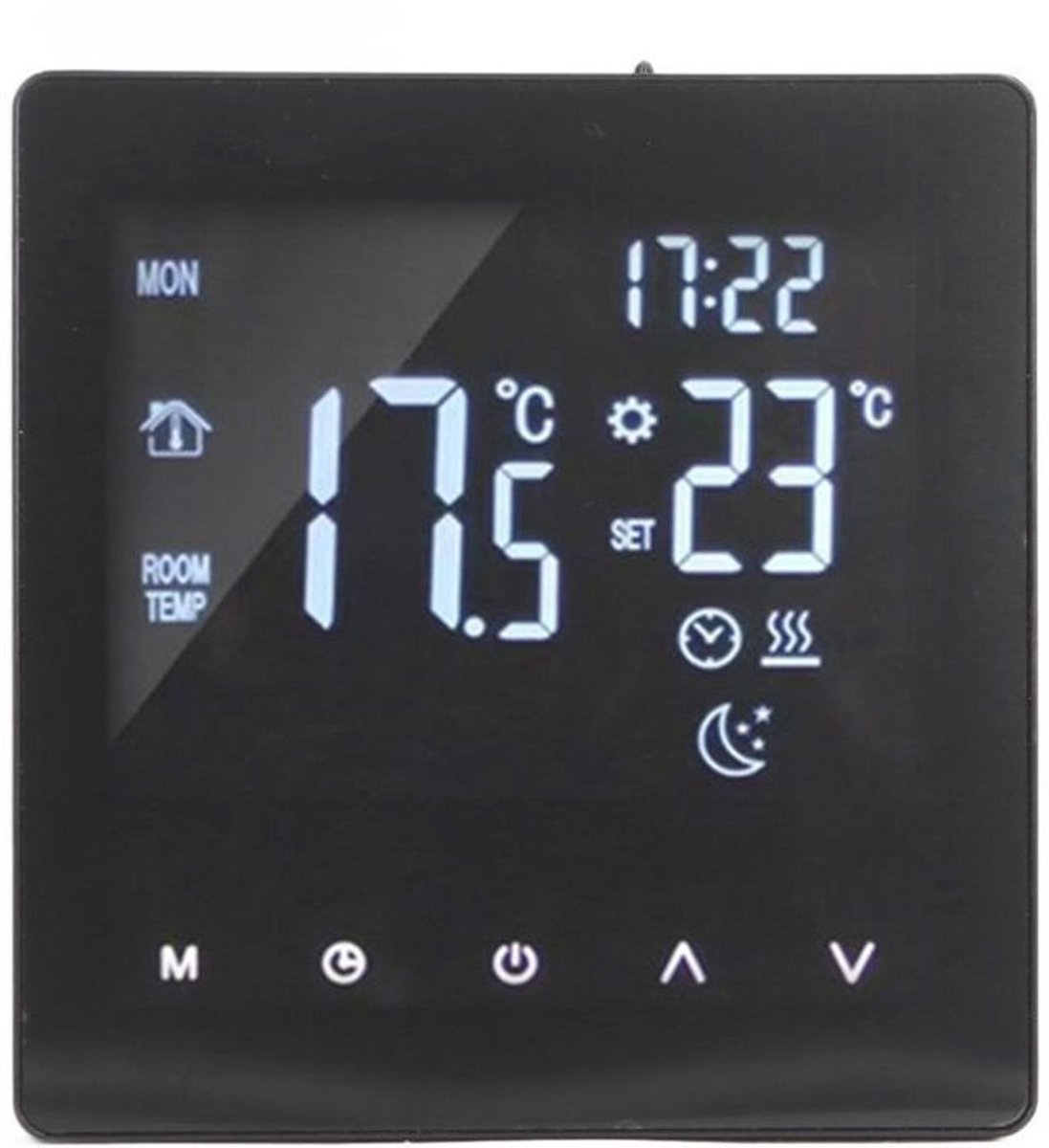 LISM-Digitale thermostaat met lcd-display, programmeerbaar, intelligent, touchscreen, regelaar Geschikt voor vloerverwarmingsboiler, zwart.