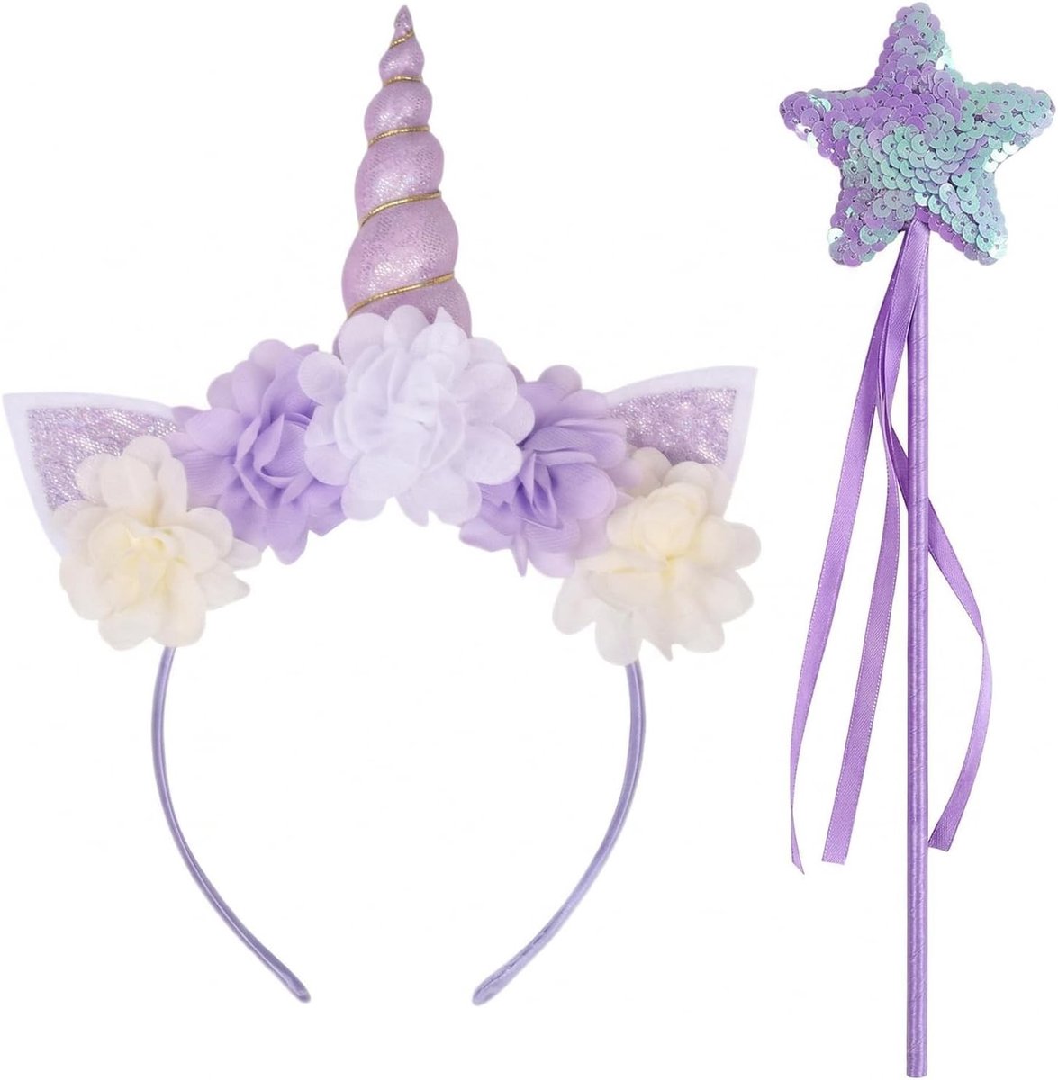 2-delige haarbandset met eenhoorn design voor meisjes en dames, perfect voor verjaardagen en carnaval, inclusief pailletten en accessoires