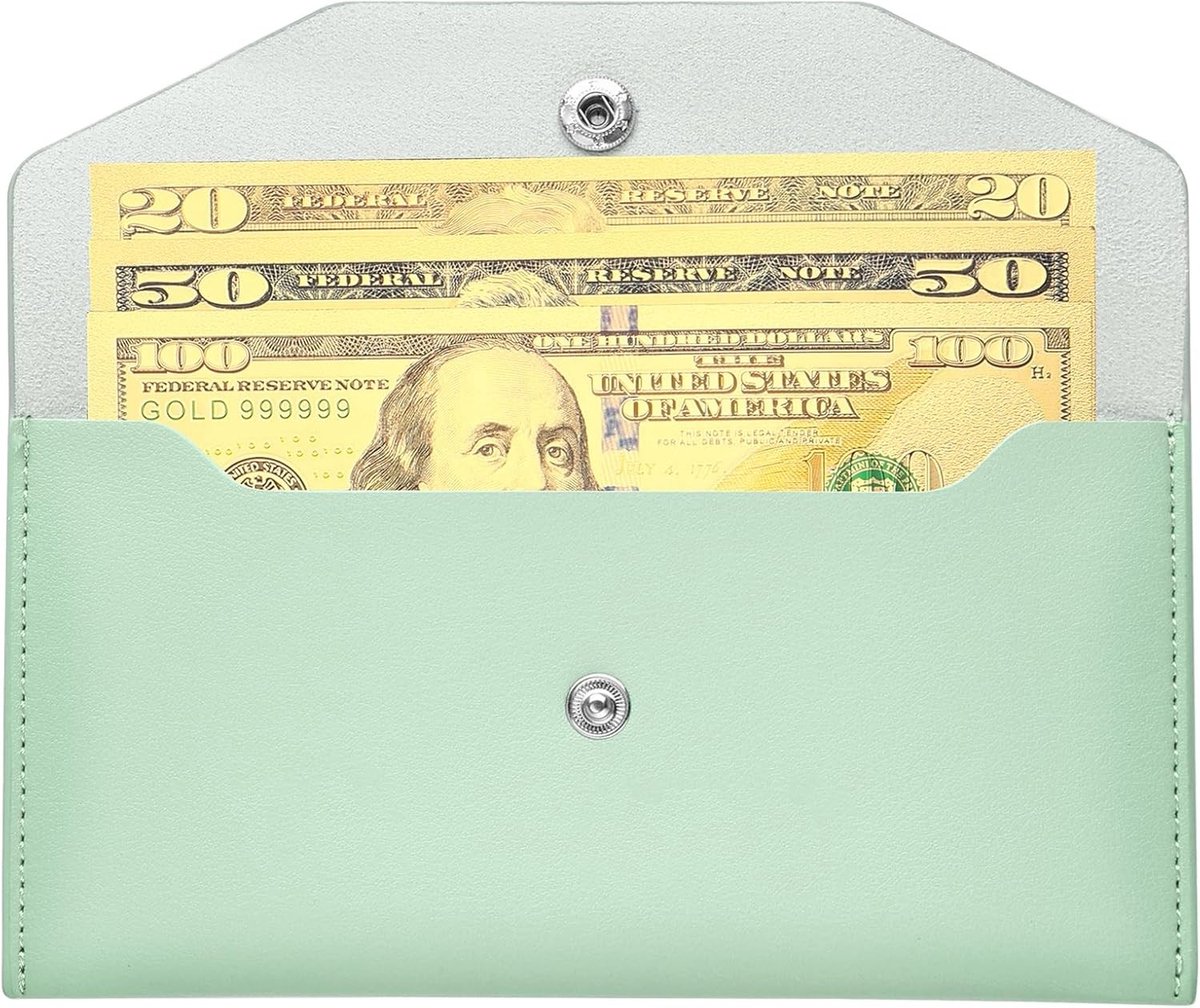Herbruikbare Waterdichte Budget Enveloppen van PU Leer, Geld Wallet voor Organisatie en Besparing, 6.9x3.5 Inch (Groen)
