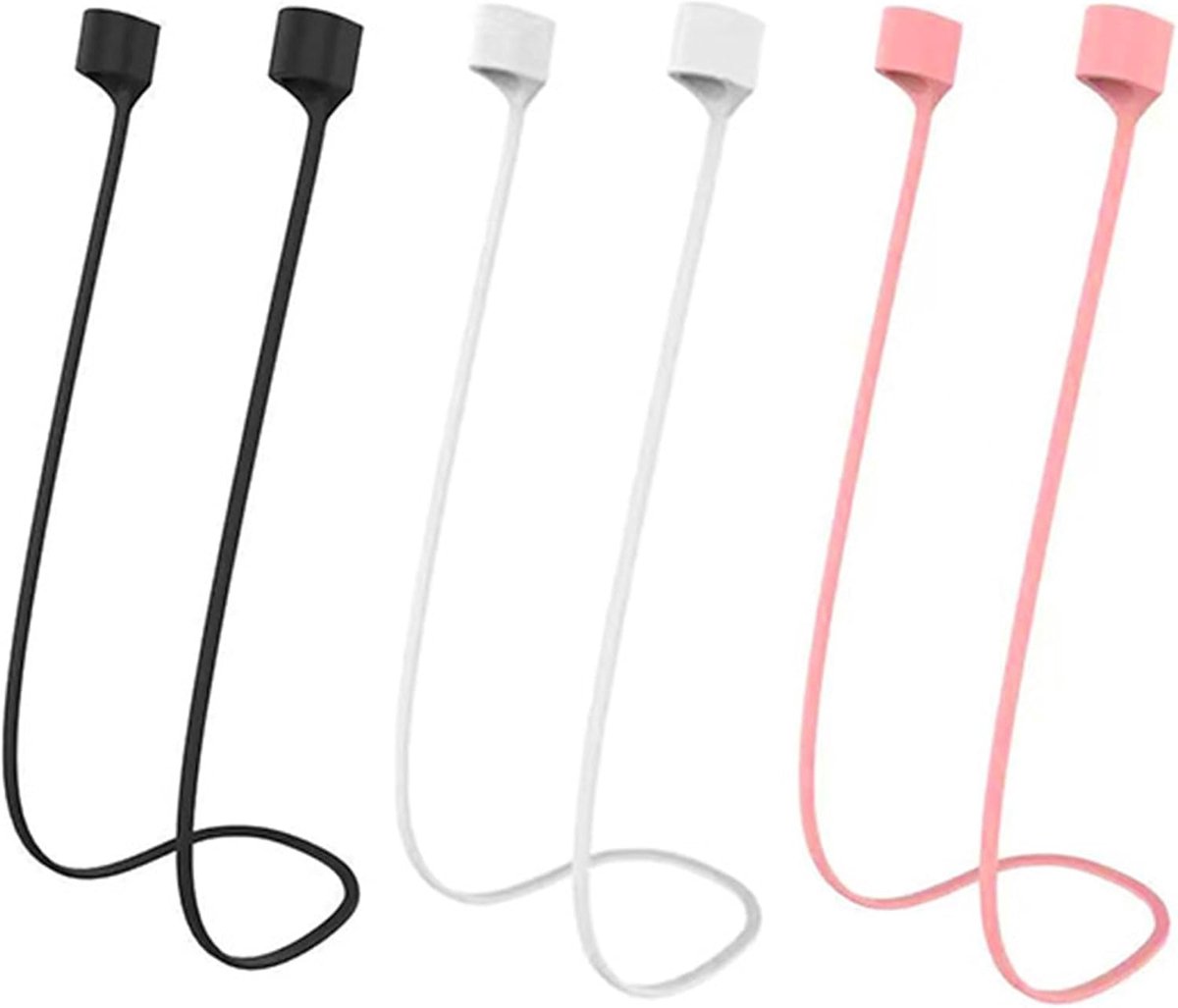 Thijox - 3 Siliconen Bevestigingsbanden voor AirPods Pro 2/1 & AirPods 1/2/3 - Magnetische Anti-Verlies Hoofdtelefoonband - Zacht en Duurzaam - Sport
