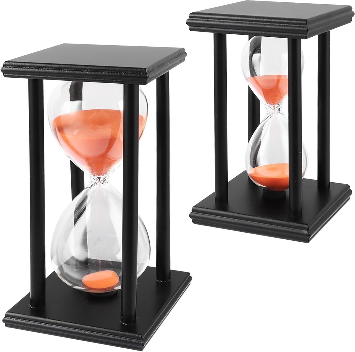 SnelShoppen - Uurglas Set 30 en 60 Minuten met Zwart Houten Frame - Decoratief Uurglas voor Thuis, Kantoor, Keuken en Kinderen - Tijdbeheer voor Spel