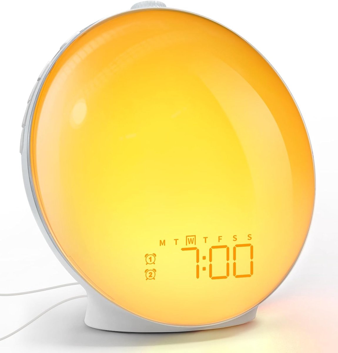 Thijox - Lichtwekker Zonsopgang en Zonsondergang Simulatie met Dubbele Alarmen, Natuurlijke Geluiden, Snooze-Functie, USB-C Oplaadbaar en Rotatieknop