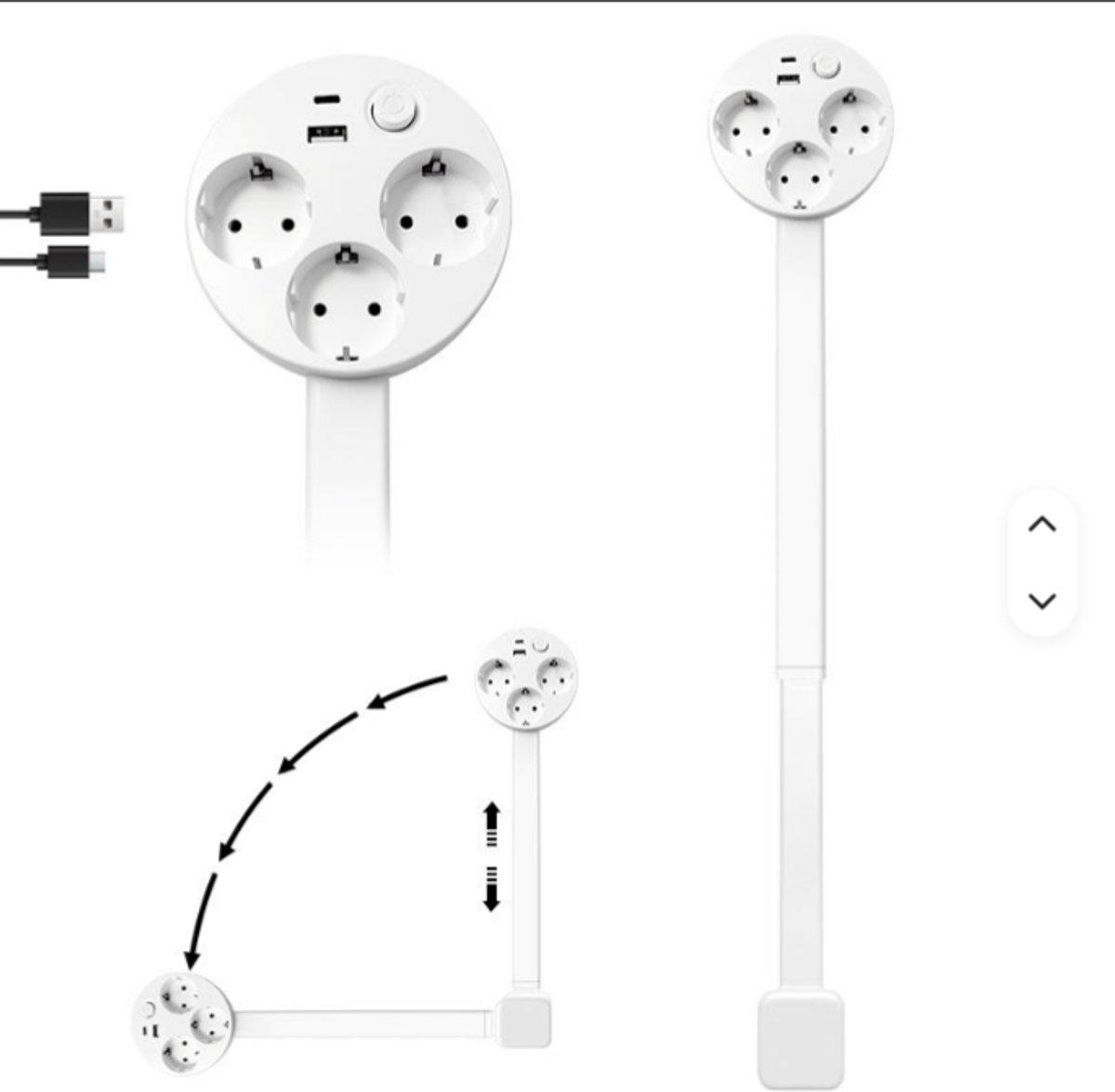 Stopcontact Verlenger - Stekkerdoos - USB - Stekkerblok - Draaibaar