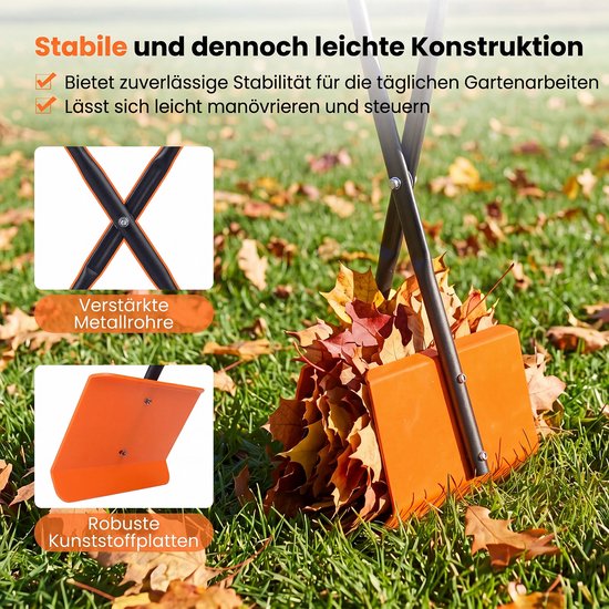 COSTWAY Multifunctionele Bladgrijper 92 cm, Metalen Constructie - Opraapgrijper met Antislip Handgreep, Bladhark met Lange Steel, Bladschep, voor Gras en Tuinafval van Costway — afbeelding 2