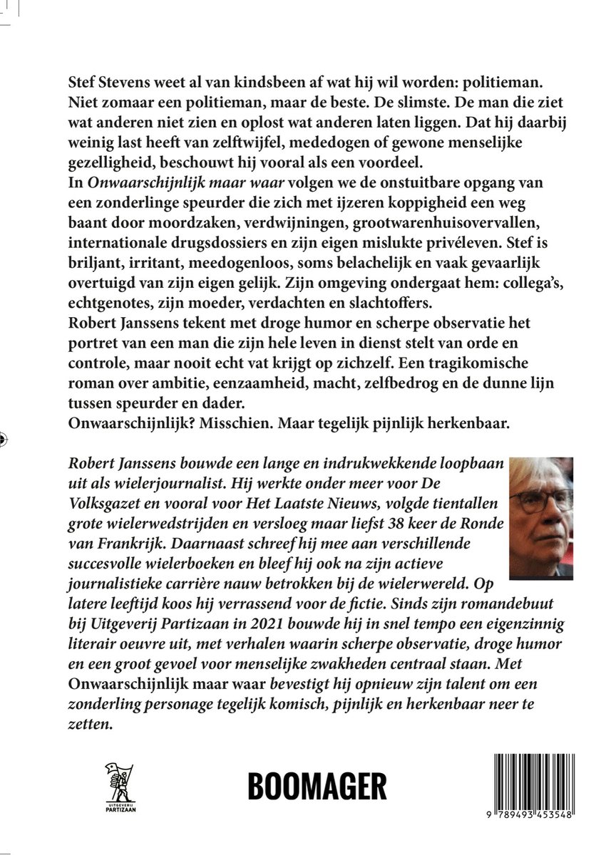 Boekcover met een portret van een oudere man met een bril. Titel: Onwaarschijnlijk maar waar.