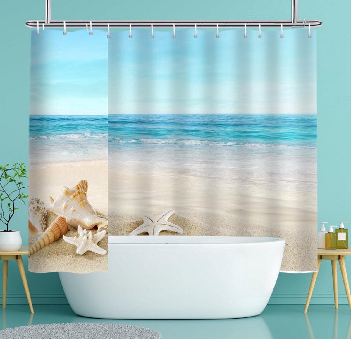 Douchegordijn extra lang 240 x 200 cm waterdicht schimmelwerend met magneet badkamer wit