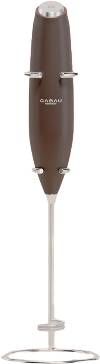 Cabau - Bloom Mixer – Draadloze Elektrische Mini Mixer voor Shakes & Supplementen – Chocolate Brown – Dubbele Whisk, Klontvrij Mixen zonder Shakebeker – Incl. Standaard