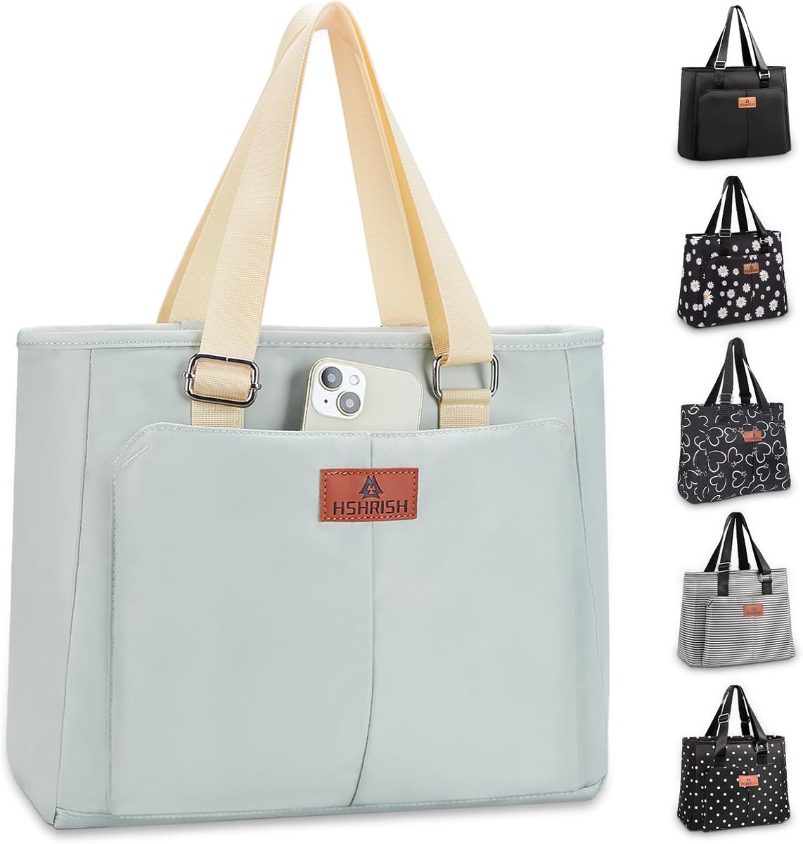 Thijox - Thermo-lunchtas voor dames, groot en waterdicht, lekvrij koeltas, 15L, groen gras, ideaal voor kantoor, school, winkelen, reizen, camping en