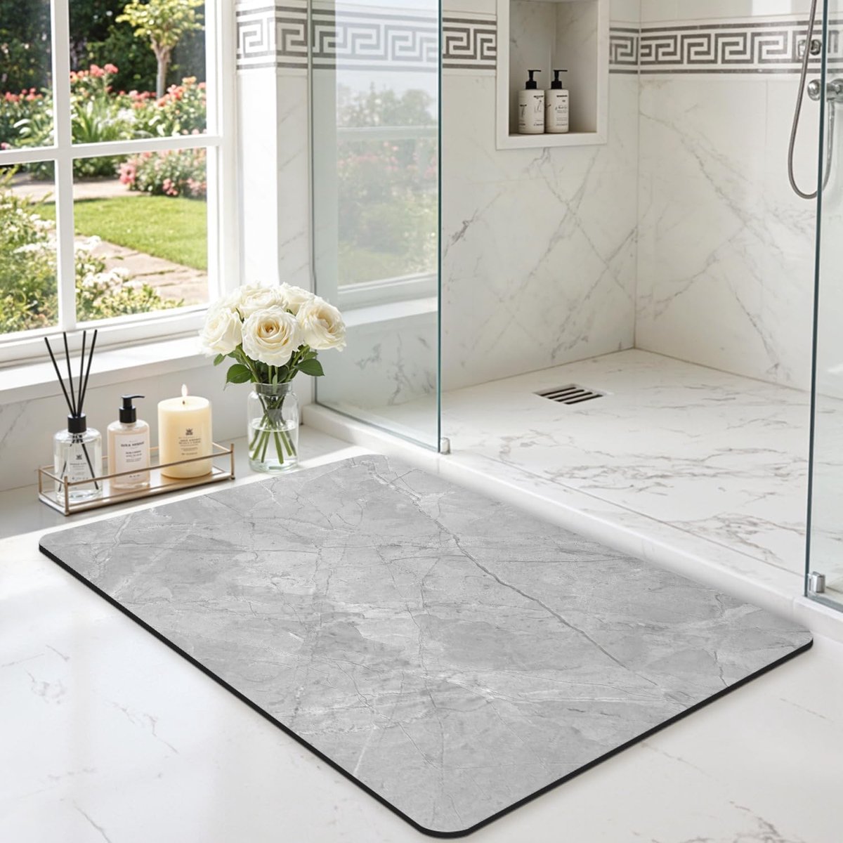 KZQ Antislip Douchemat 60x90 cm - Absorberend en Sneldrogend, Wasbare Badmat voor Badkuip en Douche, Grijs