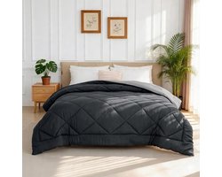 SnelShoppen - Good Nite Dekbed zonder Overtrek 220x240 cm, Tweekleurig Donkergrijs/Lichtgrijs, 4 Seizoenen, Gewatteerd, Machinewasbaar, Licht en Ademe