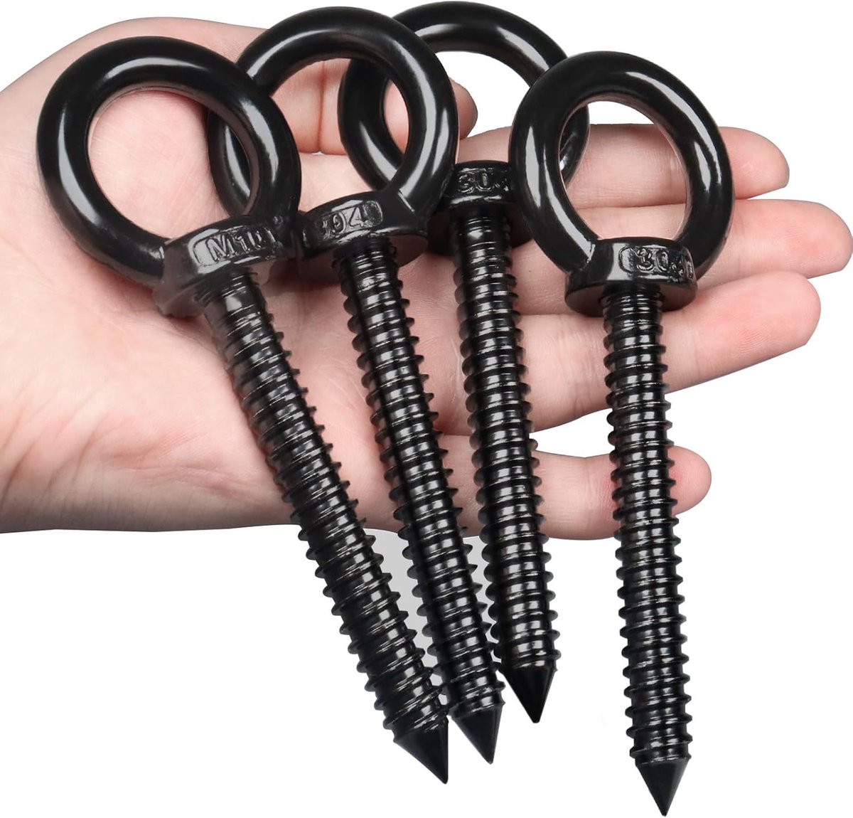 Thijox - 5 Inch Heavy Duty Ooghaken M10 Oogschroef Oogplaat 700 Lb Draagvermogen voor Hangmatstandaard, Schommelstoel, Yoga, Zwart voor Binnen & Buite